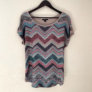 Espresso Chevron Stripe Taupe Blouse